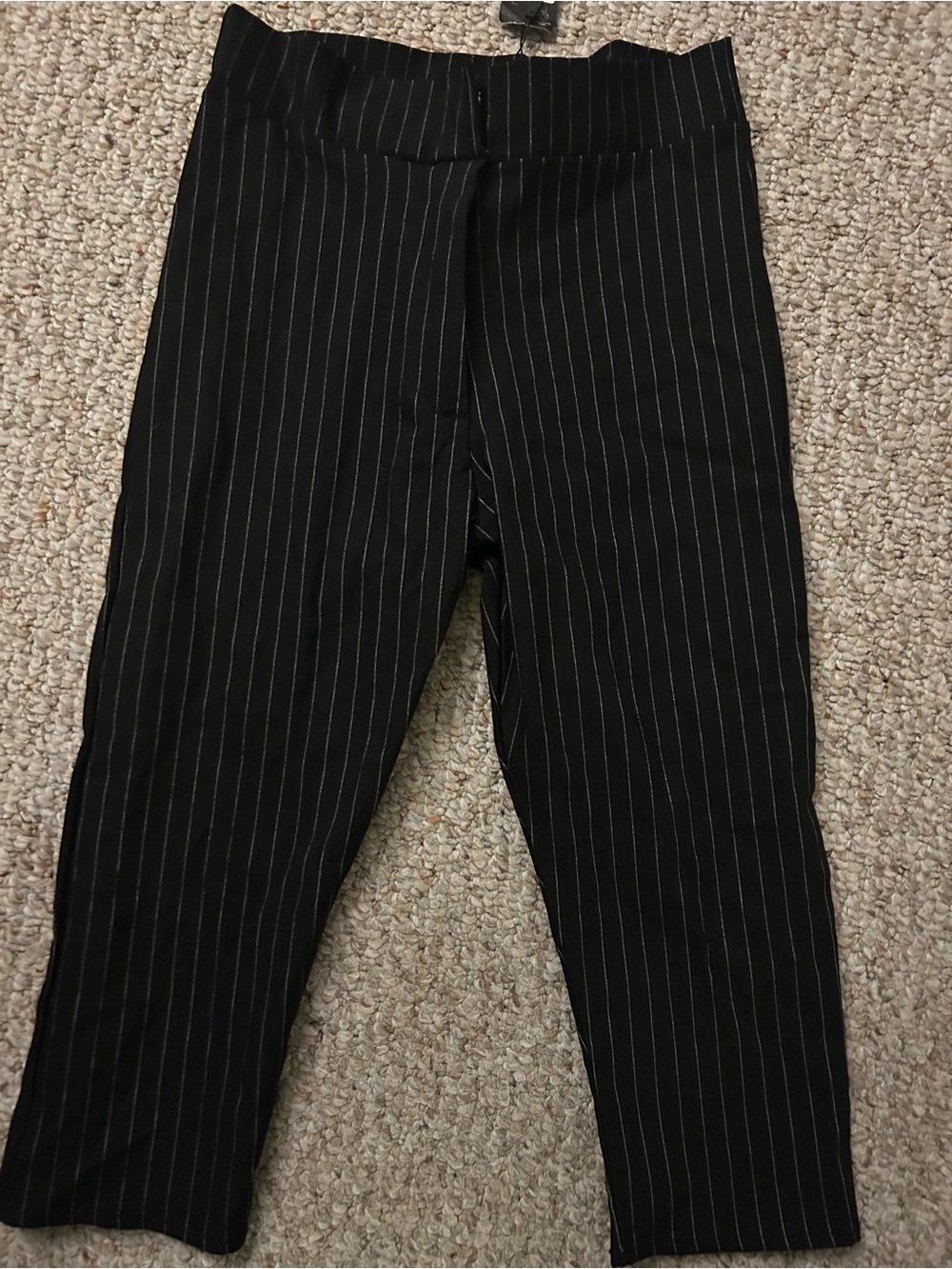 Women’s Black Pinstripe Capris
